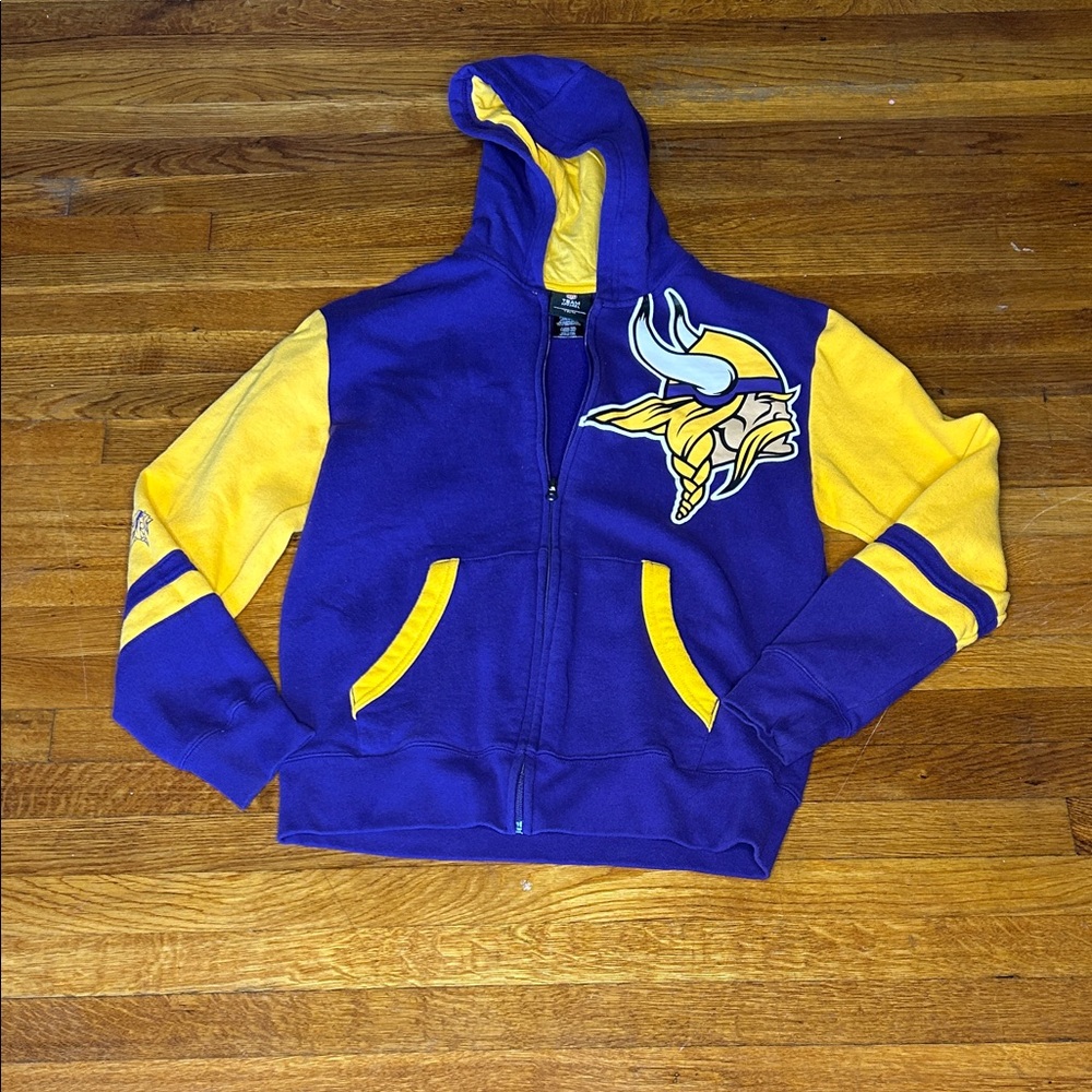 YOUTH MINNESOTA VIKINGS PURPLE COLORBLOCK FULL-ZIP HODDIE